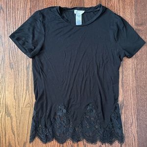 Ivy + Main Black Lace Basic Tee